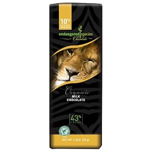 Endangered Species Chocolate Bar,Organic Milk Chocolate (Lion Bar), 1.4-Ounce Packages (Pack of 16)
