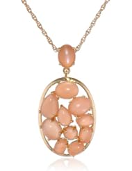 Yellow Bronze Moonstone Pendant Necklace, 18"