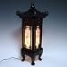Carved Wood Lamp Handmade Traditional Korean Dragon Roof and Window Design Art Deco Lantern Brown Asian Oriental Bedside Bedroom Accent Unusual Table Light
