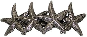 Silvertone Setting Hair Barrette with French Automatic Clip Closure - Starfish