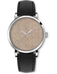SPRAWL Aanalog Fashion Series Silver Ladies Watches of Genuine Black Leather Strap,Unique Wrist Watch for Women Girls Designed with Floral purer background