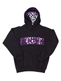 Girls/Adult Sweatshirt Gymnastics Hoodie Black with Fur Lined Hood (Large / 14-16, Purple Cheetah)