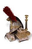 Wallmonkeys Peel and Stick Wall Decals - Composition with French Helmet, Inkstand and Candlestick - Removable Graphic