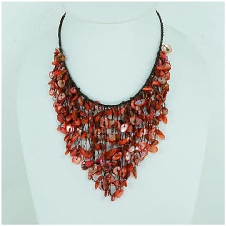 Thai Handmade V-shaped Shells (Red Light) 1 Piece Bead Necklace Beautiful