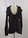 Saga Boutique Cashmere Blend Brown Cropped Women's Ruffle Cardigan