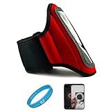 Red Workout Armband with Adjustable Velcro Strap for HTC Incredible S / HTC ....