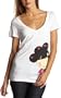 Harajuku Lovers Junior's "Snow Love" V-Neck T-Shirt,White,Small