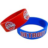NBA Detroit Pistons Silicone Rubber Bracelet Set, 2-Pack