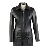 Leather Jacket :BGSD Women's Verical Seam Leather Scuba Jacket - Black XL