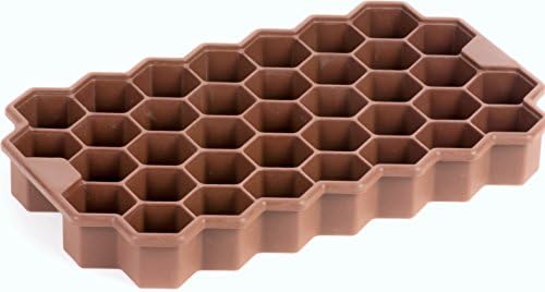 Silicone Ice Cube Tray by Deeer - 37 pc Cute Geometric Ice Cube Maker (Coffee)