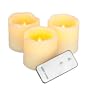 Everlasting Glow Flameless Wax Candles with Remote Control, Ivory Pillar Candles, Set of 3, 3 by 3-Inch