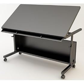 Art Table 48 x 30 -Black Frame, Black Surface by Furniture