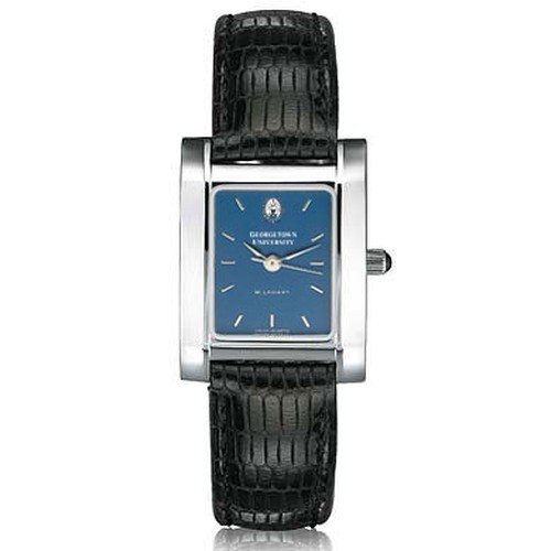 Georgetown University Womens Swiss Watch - Blue Quad Watch with Leather Strap