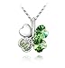 KATGI Fashion White Gold Plated Austrian Crystal Lucky Four Leaf Clover Pendant Necklace