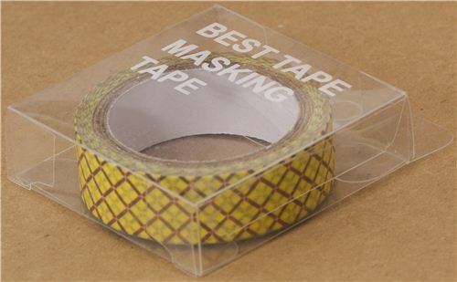 Imagen 3 de Cinta adhesiva decorativa washi cuadrícula al bies amarilla