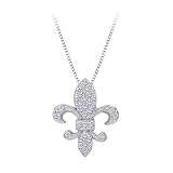 14K White Gold 0.15 ct. Diamond ''Fleur-De-Lis'' Pendant with Chain