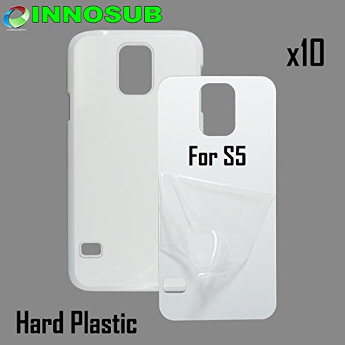 10 x Samsung Galaxy S5-Plastic-white - blank dye case + inserts for dye Sublimation phone cover / blank Printable case, Made by INNOSUBTM USA