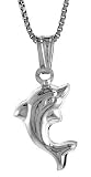 Sterling Silver Small Dolphin Pendant, Made in Italy. 11/16 in. (17mm) Tall