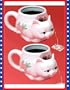 Set of 2 Victorian Ceramic Cat Tea Bag Holder Mugs Cups