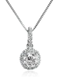14k White Gold 1/2cttw Diamond Solitaire Pendant Necklace (H-I Color, VS2 Clarity), 18"