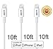 Bestfy(TM)3Pack 10FT Extra Long 8pin to USB Sync Data and Charging Cable Cord Wire for iPhone 6/6 Plus/6s/6s Plus, iPhone 5 5c 5s, iPad 4 Mini Air iPod Nano 7 iPod Touch 5(White)