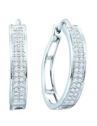 10KT White Gold 0.20 CTW Diamond Fashion Hoops