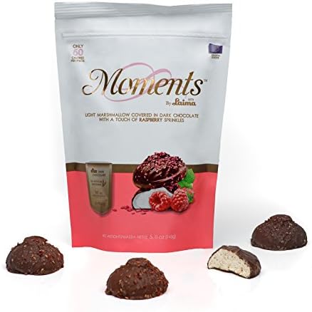 Laima Moments - Raspberry Marshmallow Crisps Covered in European Dark Chocolate (Bag of 10 Pieces) 5.11 Oz