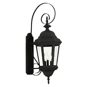 Kenroy Home 16314BL Estate 3-Light Wall Lantern, Black