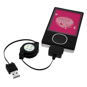 Microsoft Zune 30GB, 80GB, 4GB, 8GB Accessory Bundle Kit - USB Retractable Data Cable Cord + Rapid Car Charger + Home Travel Charger