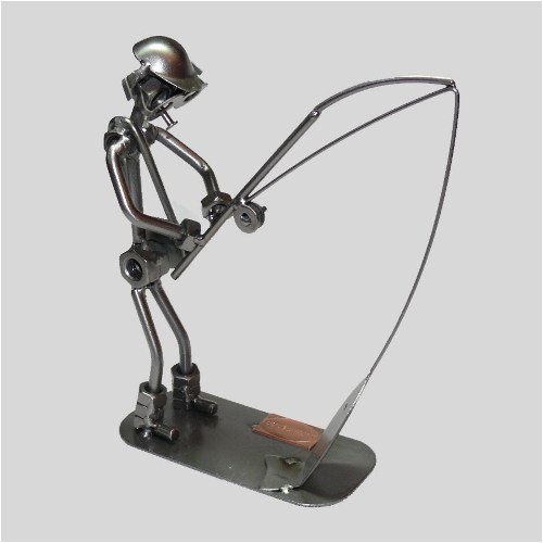 SCHRAUBENMÄNNCHEN Angler mit Fisch * Angeln * handmade * jedes ein Unikat