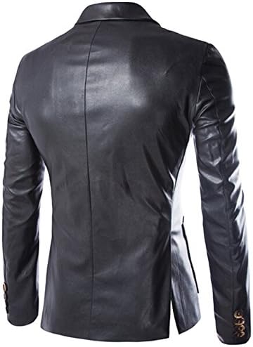 Superfish Men Fashion One Button Leather Blazer Suits Jacket Coat