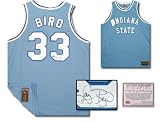 Larry Bird Indiana State Sycamores NCAA Hand Signed Authentic Style Away Blue Basketball Jersey