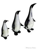 3 Art Fused Glass Hand Blown Penguin Figurines