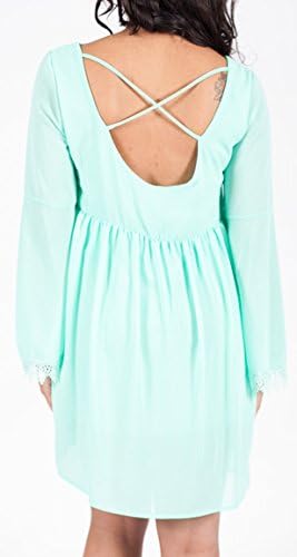 Lotus Boutique Women's Long Sleeve Babydoll Dress Medium Mint Blue