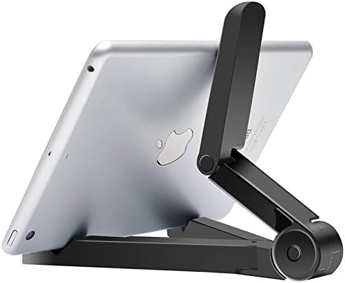 iPad Stand, 11TT Adjustable Tablet Stand for iPad, E-Readers and Smartphones, Compatible with iPhone, Samsung Galaxy Tab, Google Nexus/Pixel, HTC, LG, Nokia Lumia, OnePlus and More(Black)