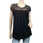 Sexy Black Sheer Shoulder Plus Size Short Sleeve Top