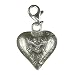 Embossed Heart Silver Clip On Charm
