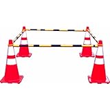 Mutual 17727 Portable Retractable Traffic Cone Bar, Yellow/Black