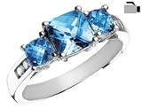 Blue Topaz Gemstone and Diamond Ring in White Gold