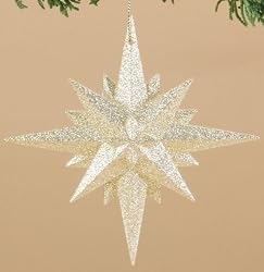 Winter's Beauty Gold Glittered Moravian Star Christmas Ornament