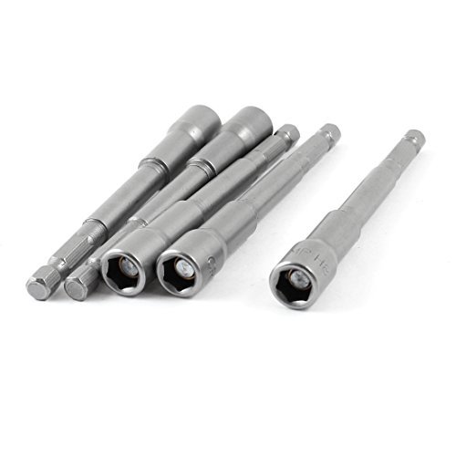 100mm Length Magnetic 8mm Hex Socket Nut Driver Setter 5 Pcs