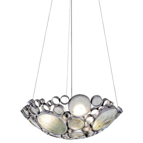 Varaluz 165P03NV Fascination Collection 3-Light Pendant, Nevada Finish with Recycled Green Bottle Glass, 20-Inch by 6-Inch
