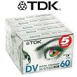 TDK High Quality Mini DV Digital Camcorder Tape, Pack of 5, DVM60