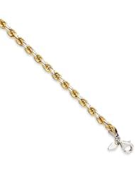 Sterling Silver & 14k Bonded 4.3mm Diamond-Cut Rope Bracelet