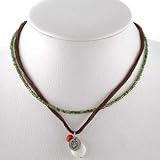  : life is good Kerrie Choker Necklace in Moss with Leather and Green Beads, #10378