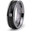 7mm Black Titanium Ring with CZ (Sizes 8-12)
