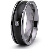7mm Black Titanium Ring with CZ (Sizes 8-12)