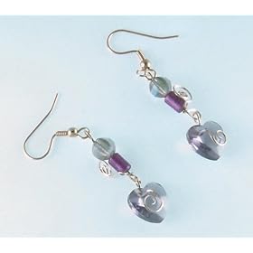 Purple Faceted Heart Earrings with Gold Accents