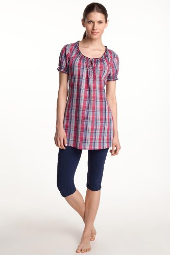 ESPRIT Bodywear Damen Pyjama, kariert P3049/MADRAS CHECK, Gr. 36, Blau (59) Preisvergleich