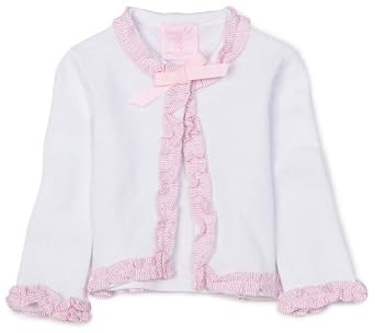 Lil' Chick White Woven Cotton Cardigan Sweater with Ruffle by Mud Pir